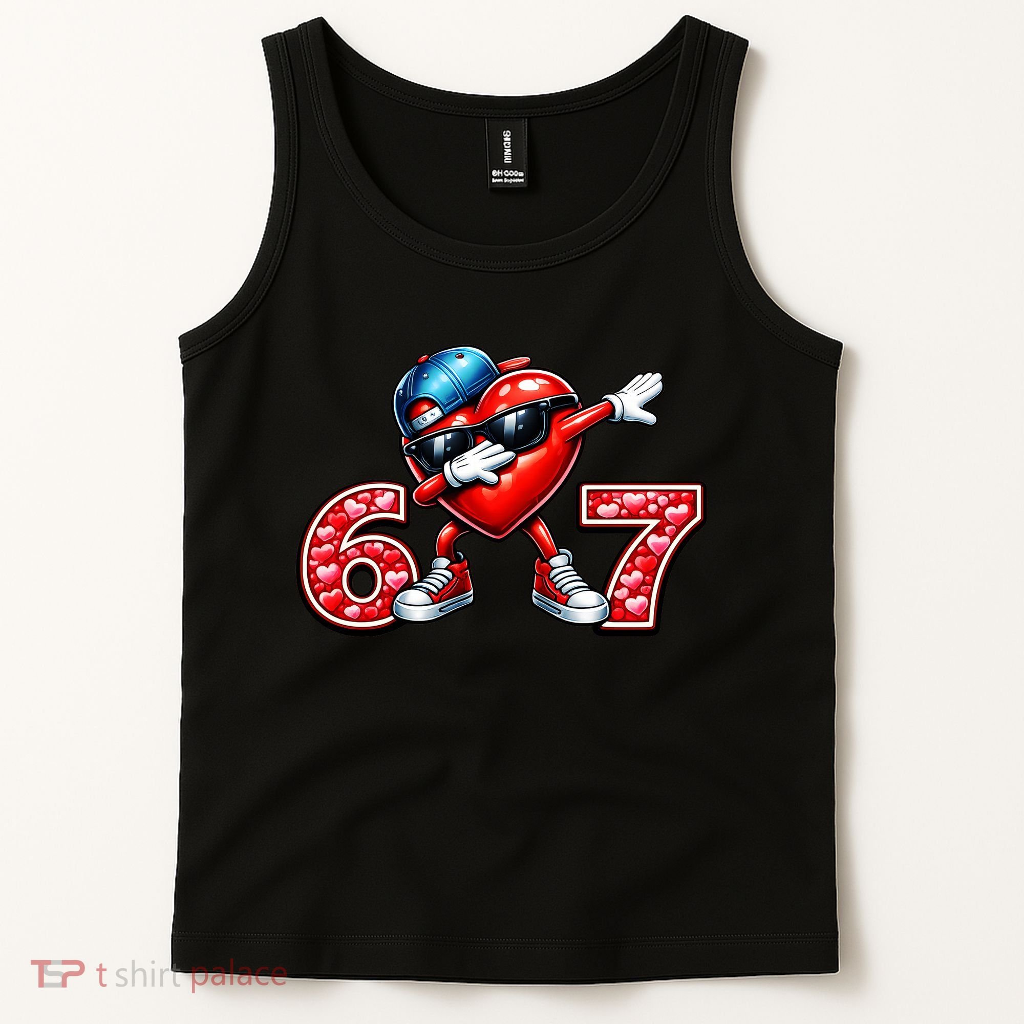 67 Meme 6-7 Heart Dabbing Six Seven Valentines Day Tank Top