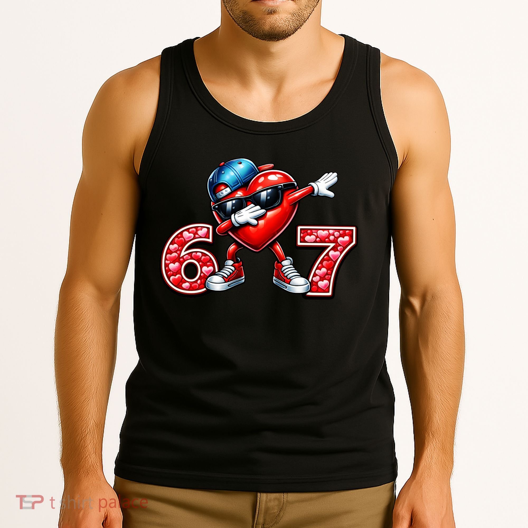 67 Meme 6-7 Heart Dabbing Six Seven Valentines Day Tank Top