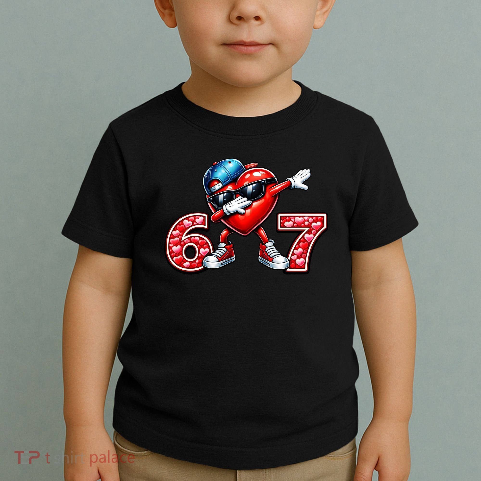 67 Meme 6-7 Heart Dabbing Six Seven Valentines Day Toddler T-Shirt