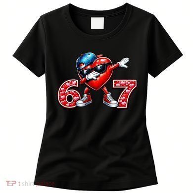 67 Meme 6-7 Heart Dabbing Six Seven Valentines Day Women's T-Shirt