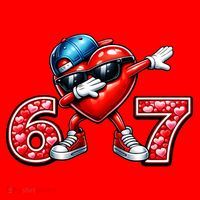 67 Meme 6-7 Heart Dabbing Six Seven Valentines Day Santa Hat thumb 1