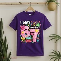67 Meme 7th Birthday I Was 6 Now I'm 7 T-Shirt thumb 2