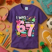 67 Meme 7th Birthday I Was 6 Now I'm 7 Kids T-Shirt thumb 3