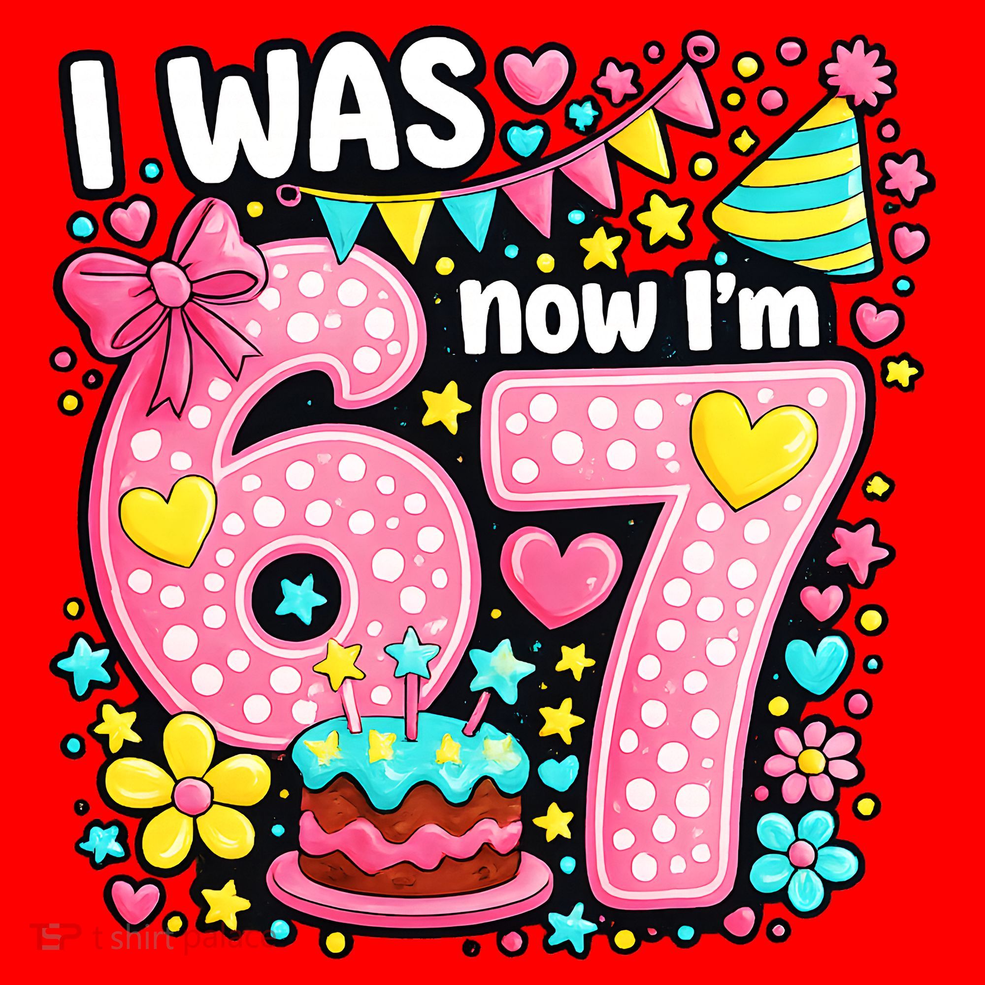 67 Meme 7th Birthday I Was 6 Now I'm 7 Santa Hat
