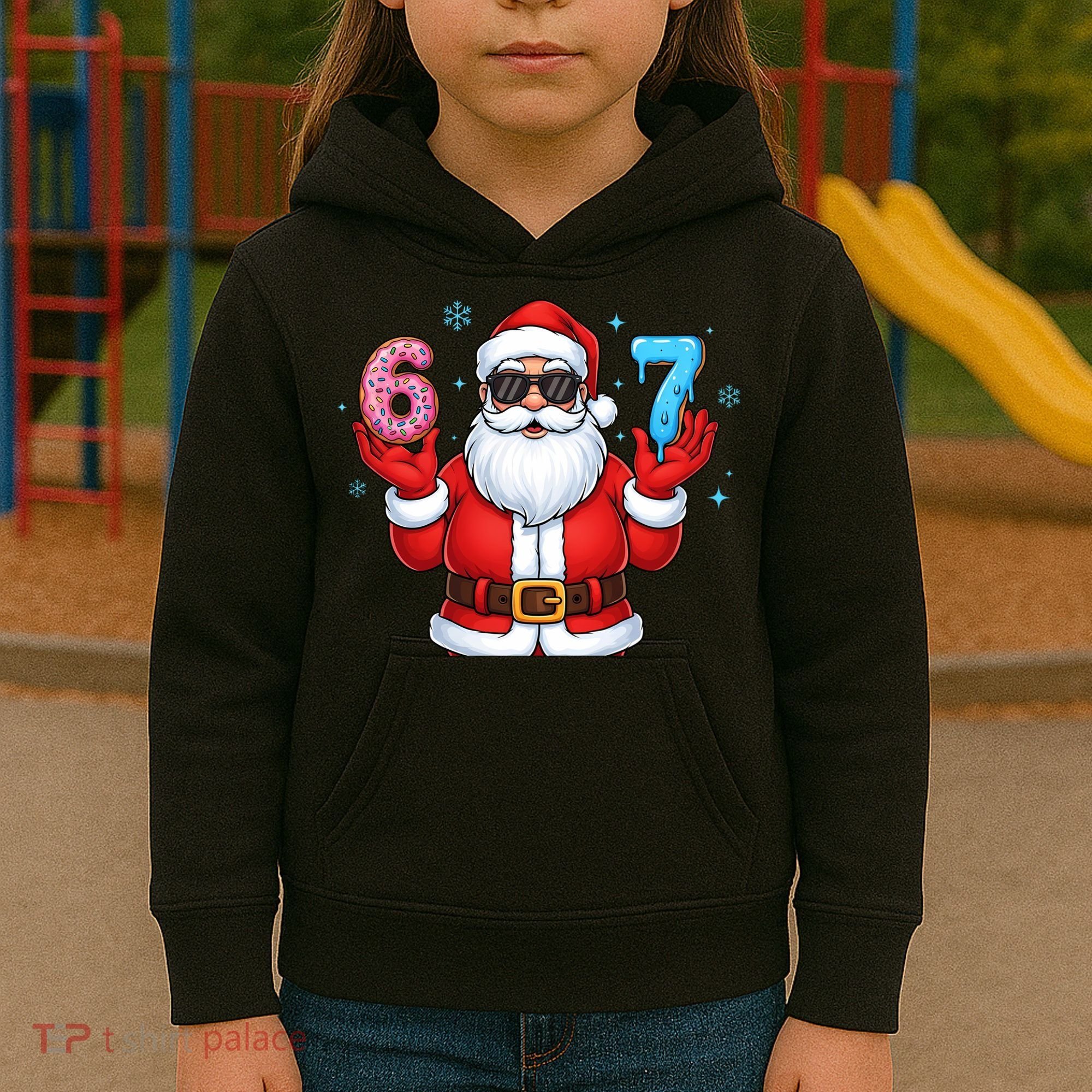 6-7 Meme Cool Santa Claus 67 Kids Hoodie