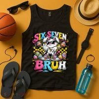 6-7 Meme Funny 67 Easter Bunny Tank Top thumb 4