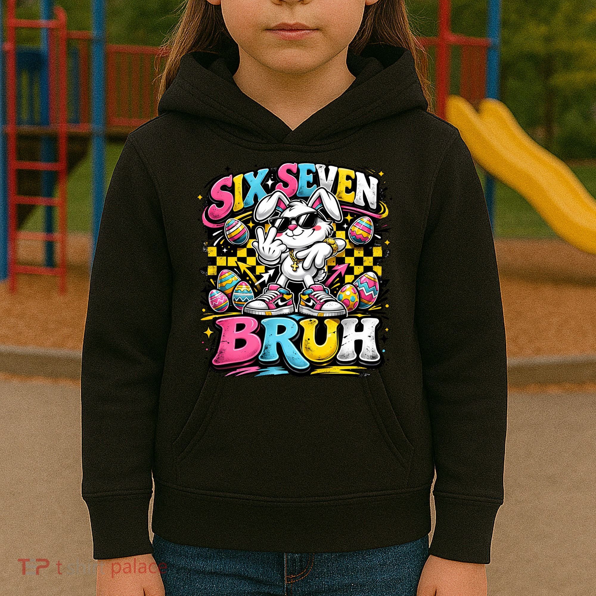 6-7 Meme Funny 67 Easter Bunny Kids Hoodie