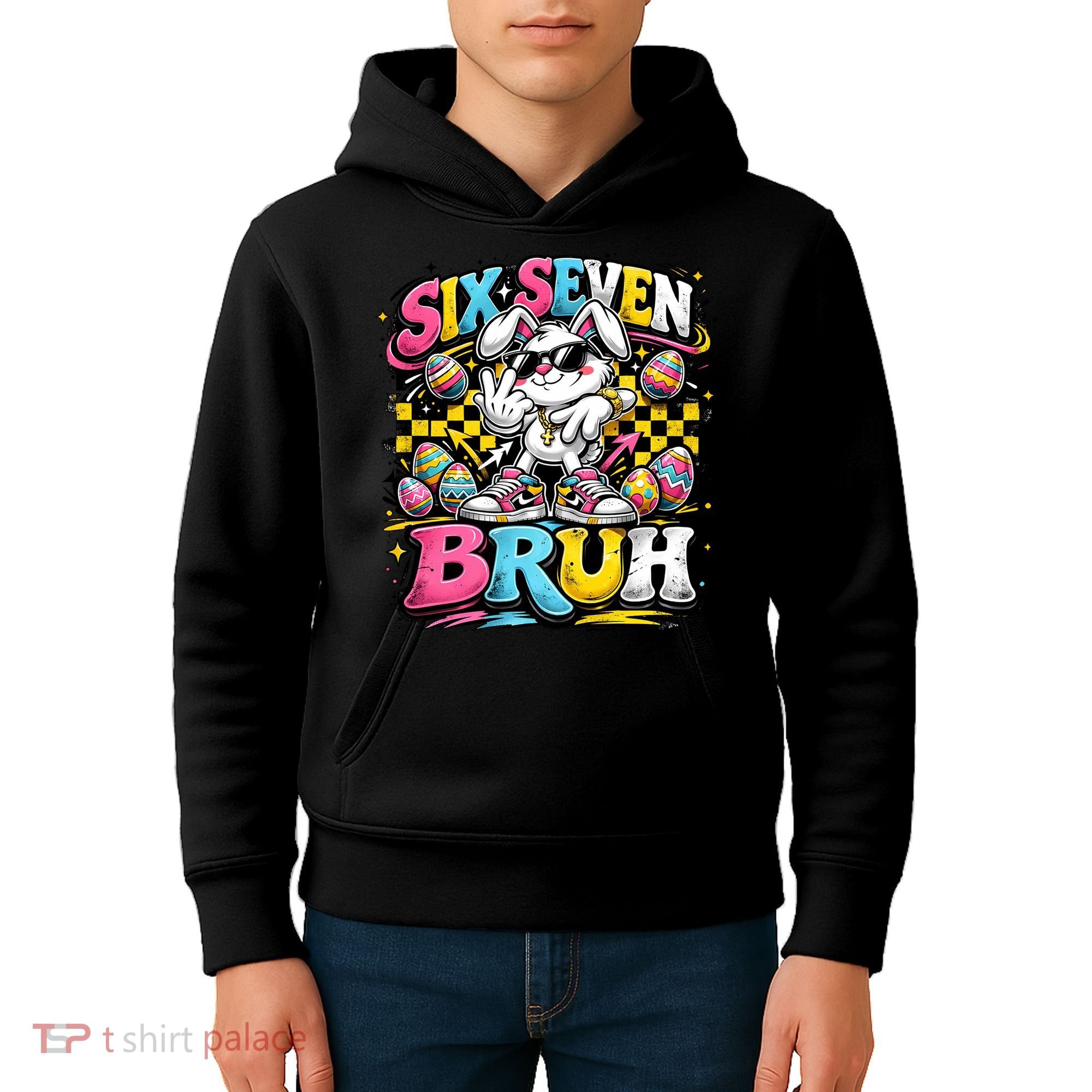 6-7 Meme Funny 67 Easter Bunny Kids Hoodie