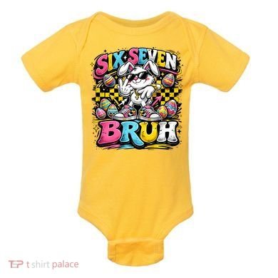 6-7 Meme Funny 67 Easter Bunny Baby Bodysuit