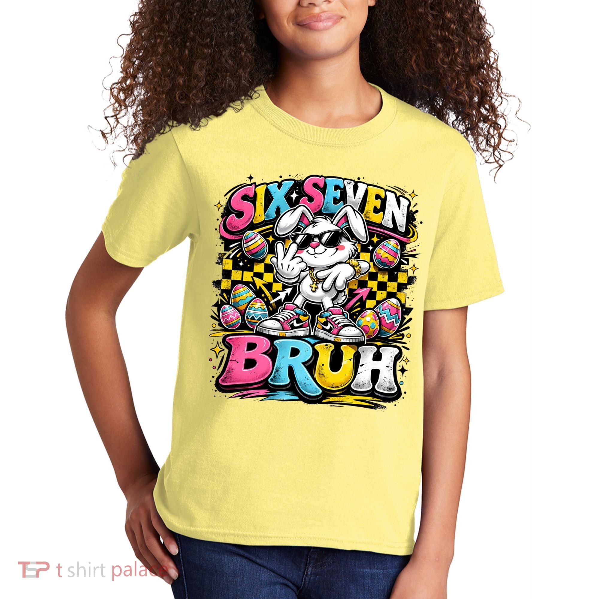6-7 Meme Funny 67 Easter Bunny Kids T-Shirt