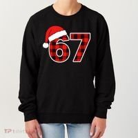 67 Meme Funny Christmas Red Plaid Xmas Slang Women's Sweatshirt thumb 0