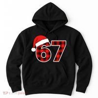 67 Meme Funny Christmas Red Plaid Xmas Slang Hoodie thumb 0