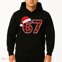 67 Meme Funny Christmas Red Plaid Xmas Slang Hoodie thumb 2