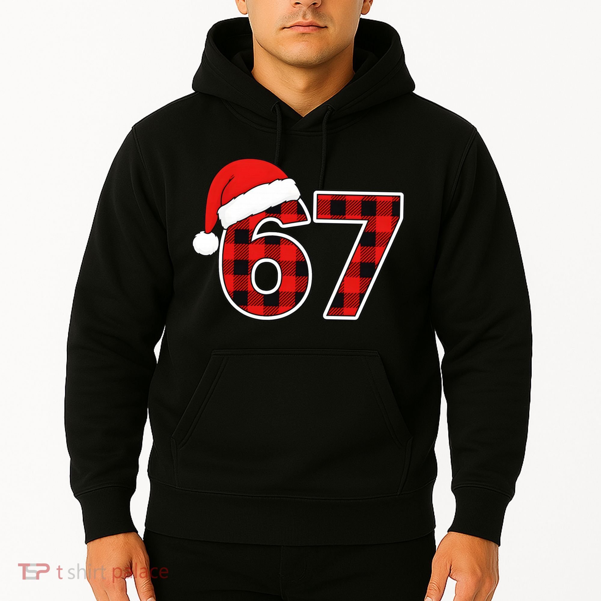 67 Meme Funny Christmas Red Plaid Xmas Slang Hoodie