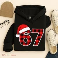 67 Meme Funny Christmas Red Plaid Xmas Slang Hoodie thumb 4