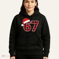 67 Meme Funny Christmas Red Plaid Xmas Slang Hoodie thumb 5