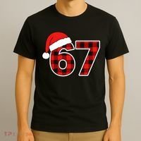 67 Meme Funny Christmas Red Plaid Xmas Slang T-Shirt thumb 3