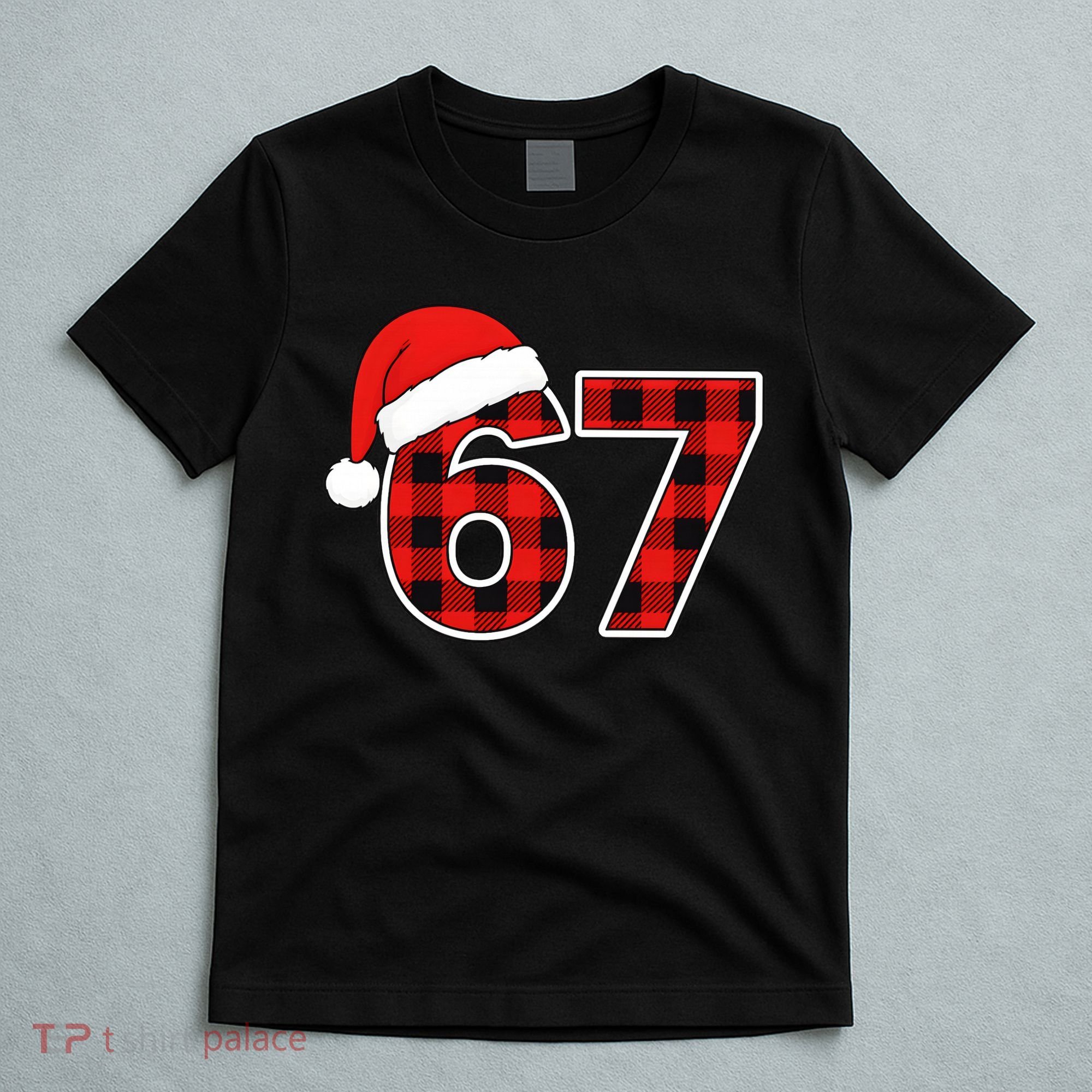 67 Meme Funny Christmas Red Plaid Xmas Slang T-Shirt