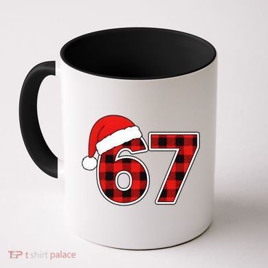 67 Meme Funny Christmas Red Plaid Xmas Slang Coffee Mug