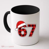 67 Meme Funny Christmas Red Plaid Xmas Slang Coffee Mug thumb 0