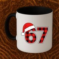 67 Meme Funny Christmas Red Plaid Xmas Slang Coffee Mug thumb 2