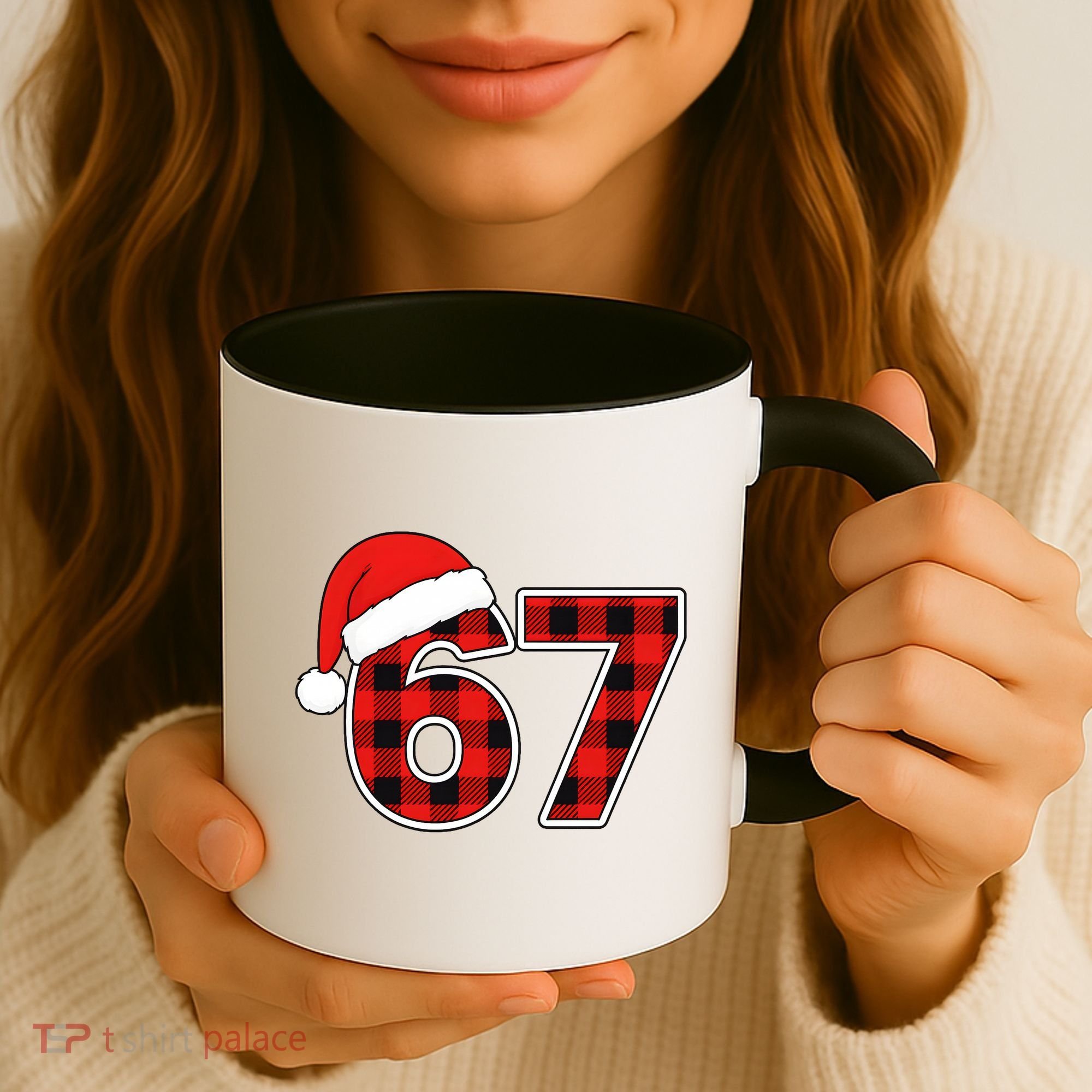 67 Meme Funny Christmas Red Plaid Xmas Slang Coffee Mug