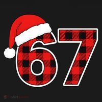 67 Meme Funny Christmas Red Plaid Xmas Slang Women's Hoodie thumb 2