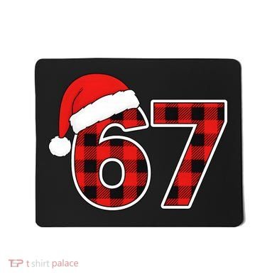67 Meme Funny Christmas Red Plaid Xmas Slang Mousepad