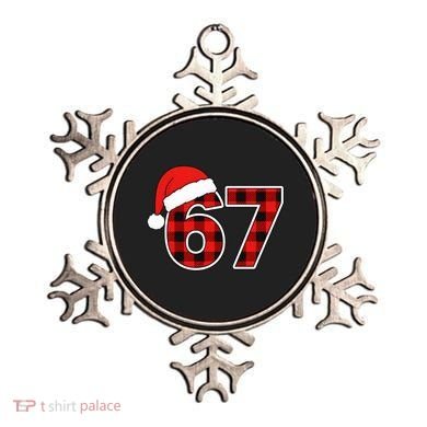 67 Meme Funny Christmas Red Plaid Xmas Slang Ornament