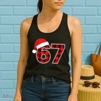 67 Meme Funny Christmas Red Plaid Xmas Slang Women's Tank Top thumb 2