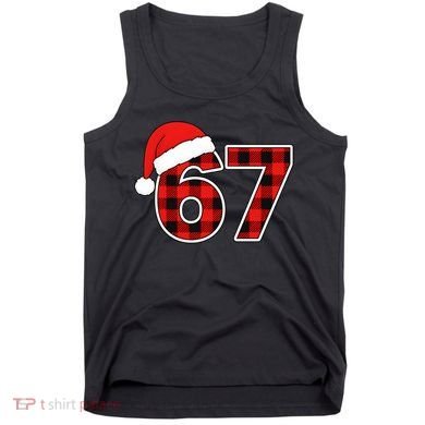 67 Meme Funny Christmas Red Plaid Xmas Slang Tank Top