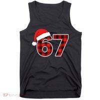 67 Meme Funny Christmas Red Plaid Xmas Slang Tank Top thumb 0