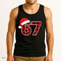 67 Meme Funny Christmas Red Plaid Xmas Slang Tank Top thumb 3