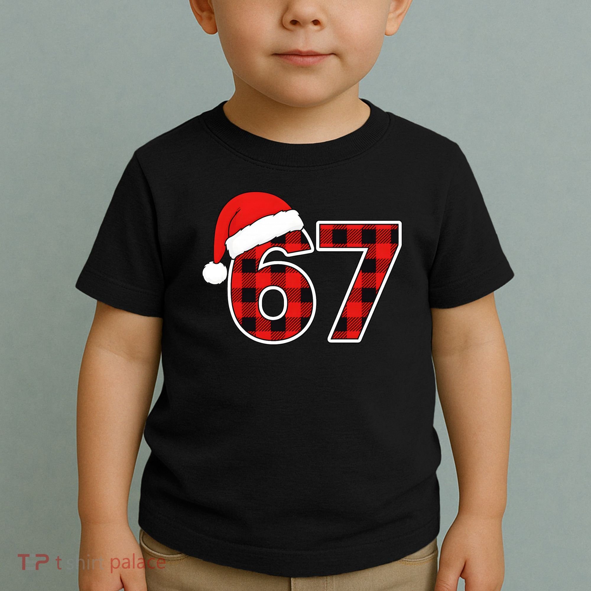 67 Meme Funny Christmas Red Plaid Xmas Slang Toddler T-Shirt