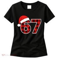 67 Meme Funny Christmas Red Plaid Xmas Slang Women's T-Shirt thumb 0