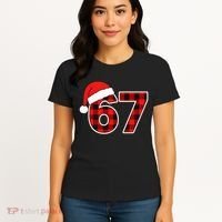 67 Meme Funny Christmas Red Plaid Xmas Slang Women's T-Shirt thumb 4