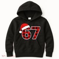 67 Meme Funny Christmas Red Plaid Xmas Slang Kids Hoodie thumb 0