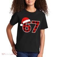 67 Meme Funny Christmas Red Plaid Xmas Slang Kids T-Shirt thumb 2