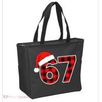 67 Meme Funny Christmas Red Plaid Xmas Slang Tote Bag thumb 2