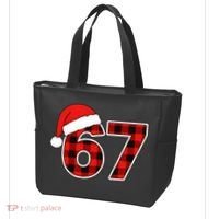 67 Meme Funny Christmas Red Plaid Xmas Slang Tote Bag thumb 3