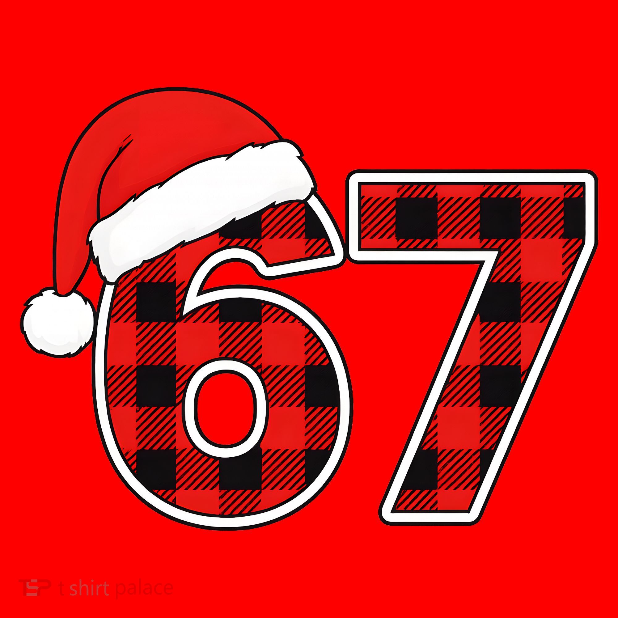 67 Meme Funny Christmas Red Plaid Xmas Slang Santa Hat