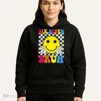 67 Meme Gen Alpha Slang 6-7 Six Seven Bruh Smile Face Hoodie thumb 5