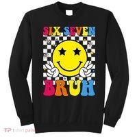 67 Meme Gen Alpha Slang 6-7 Six Seven Bruh Smile Face Sweatshirt thumb 0