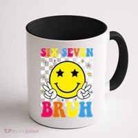 67 Meme Gen Alpha Slang 6-7 Six Seven Bruh Smile Face Coffee Mug thumb 1