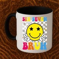 67 Meme Gen Alpha Slang 6-7 Six Seven Bruh Smile Face Coffee Mug thumb 2