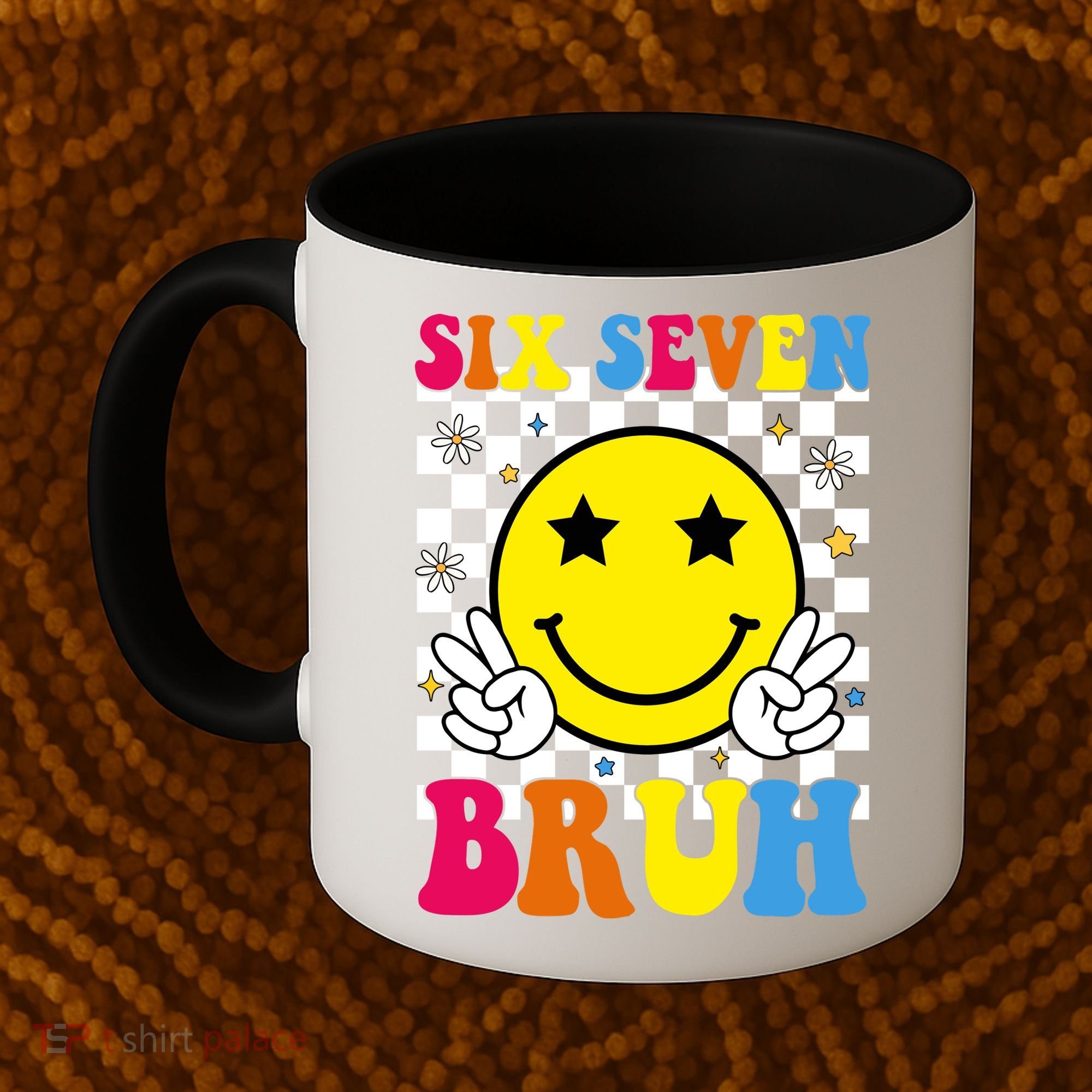 67 Meme Gen Alpha Slang 6-7 Six Seven Bruh Smile Face Coffee Mug
