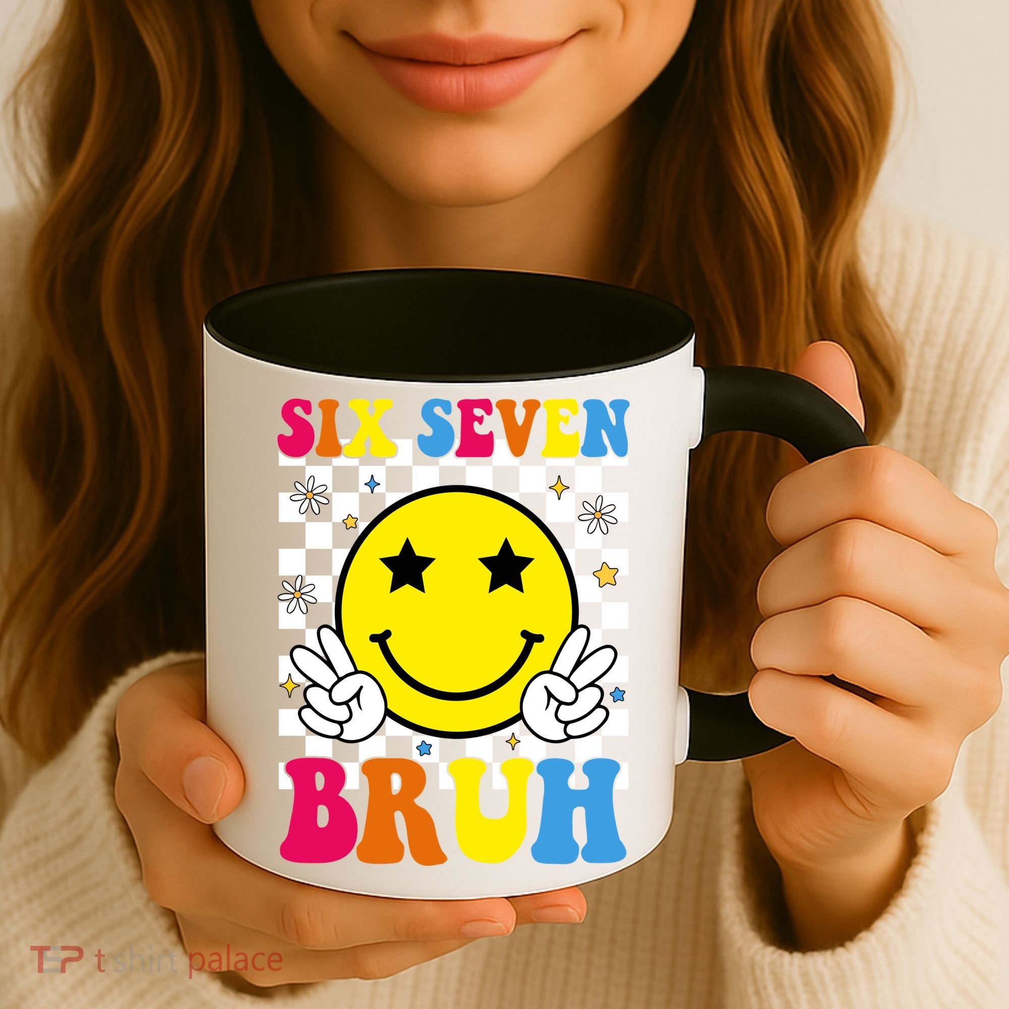 67 Meme Gen Alpha Slang 6-7 Six Seven Bruh Smile Face Coffee Mug