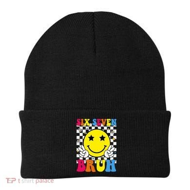 67 Meme Gen Alpha Slang 6-7 Six Seven Bruh Smile Face Beanie