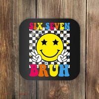 67 Meme Gen Alpha Slang 6-7 Six Seven Bruh Smile Face Coaster thumb 0