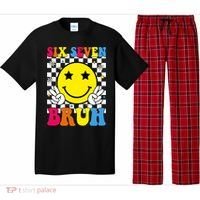 67 Meme Gen Alpha Slang 6-7 Six Seven Bruh Smile Face Pajama Set thumb 0